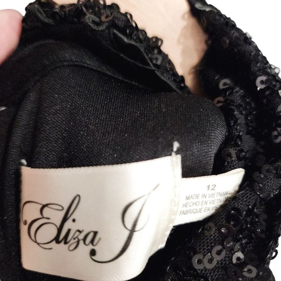 NEW Eliza J Jumpsuit 12 Black Sequin Halter Neck Sleeveless Wide‎ Leg Evening - Picture 8 of 14